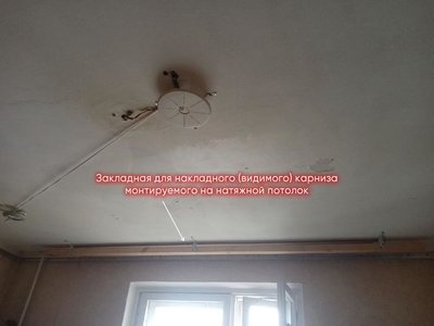 Натяжные потолки на кухне №2 с накладным карнизом 